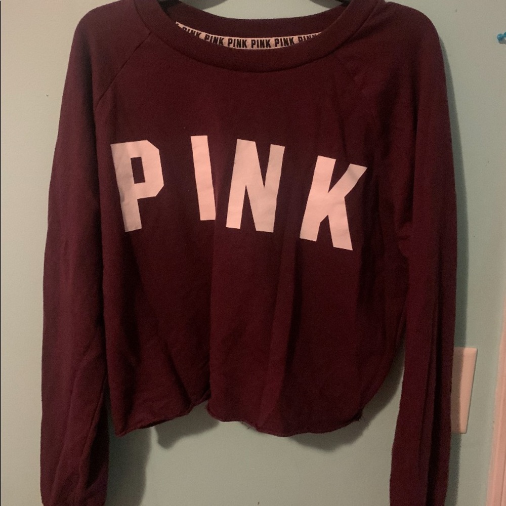 Burgundy PINK Cropped Crewneck